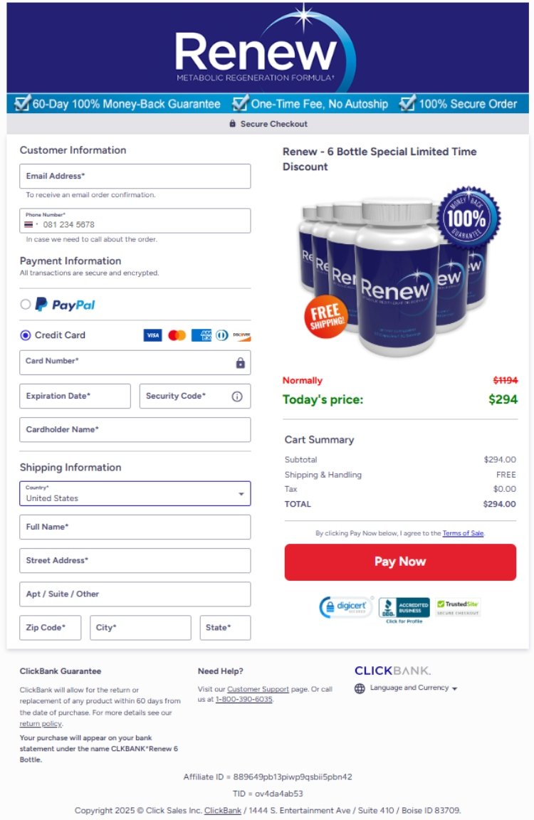 Renew Official Website Secure Order Page